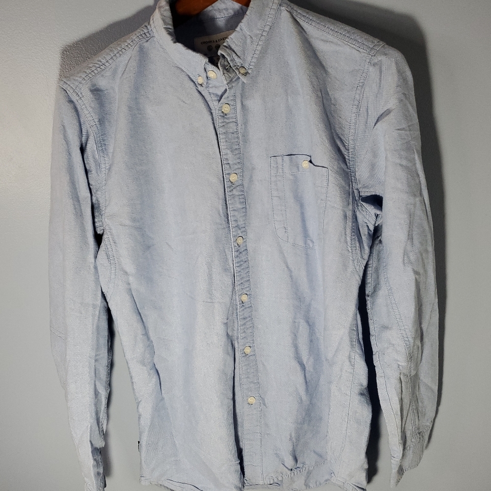 crooks and castles Blue Buton Dwn Shirt Men Size L